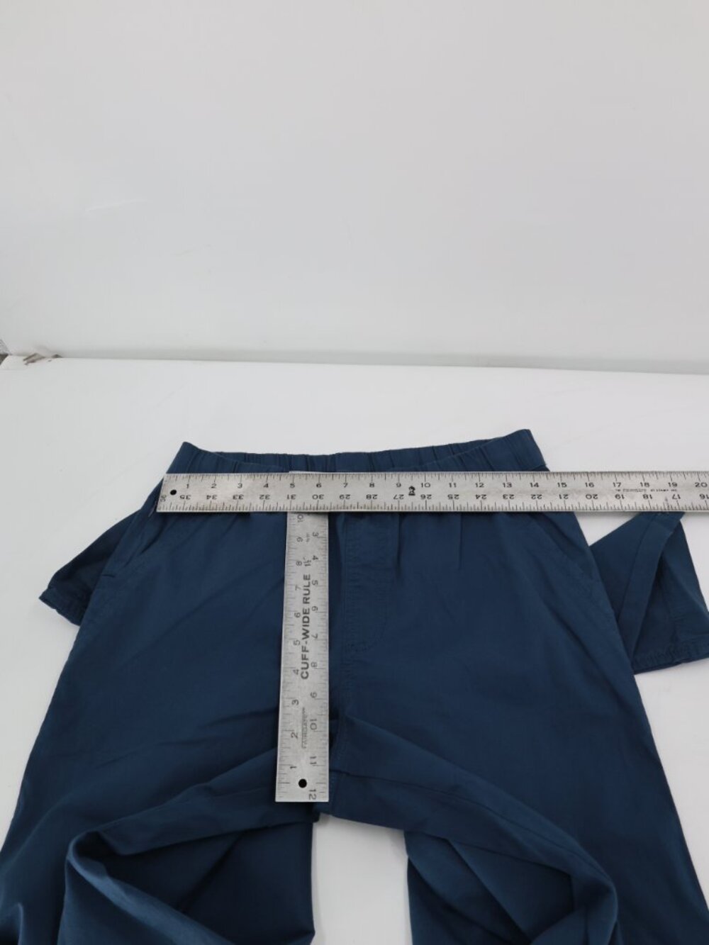 PACT Pants Mens Small L33 Organic Cotton Stretch Elastic Waist Drawstring Blue - Picture 9 of 12